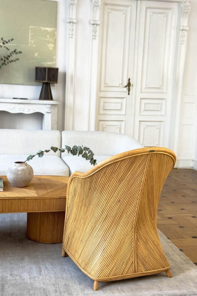 Handcrafted natural rattan Doris chair from Tegal collection, perfect for modern patio or living space