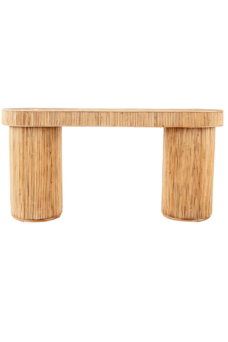 Coastal boho handmade natural rattan console table Kaca from the Tegal collection, perfect for living rooms, hallways, or entryways.