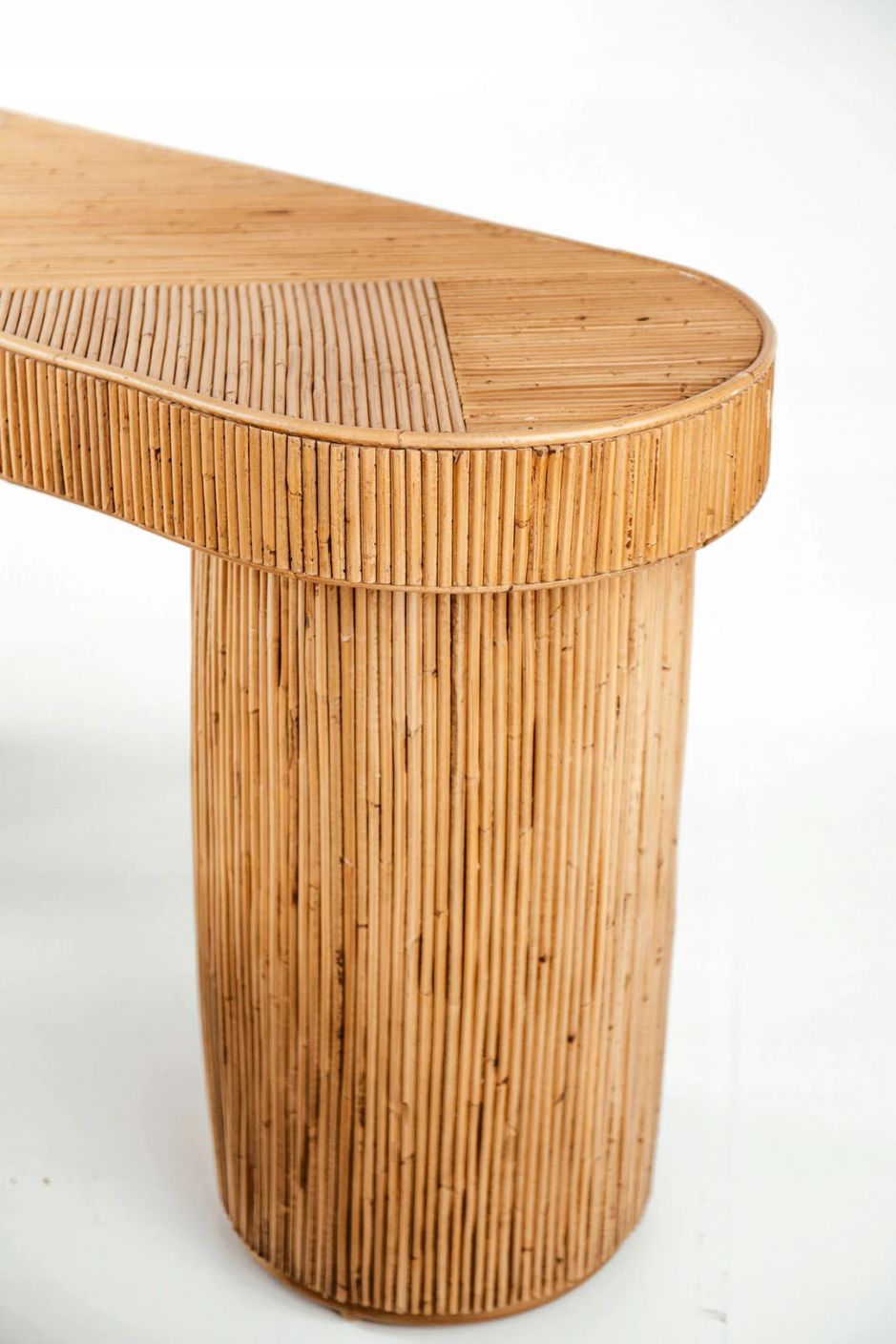 Coastal boho handmade natural rattan console table Kaca from the Tegal collection, perfect for living rooms, hallways, or entryways.