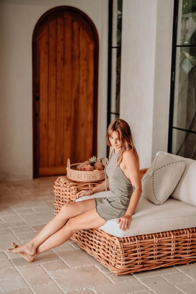 Handmade Ingka modular armchair in cognac rattan with thick weave, versatile as standalone chair or part of modular sofa for living room, terrace, or patio.