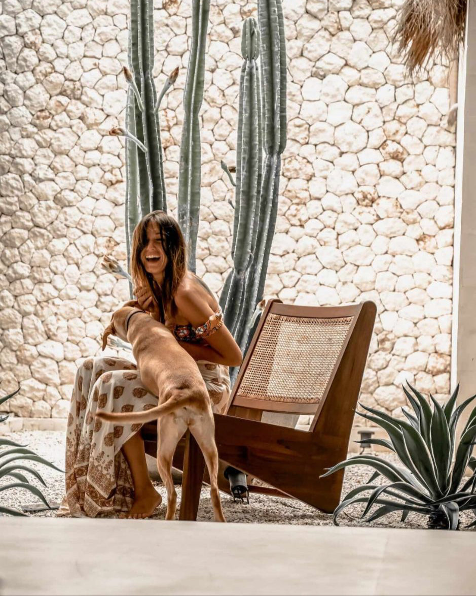 Elisha teak wood chair with handcrafted rattan seat and back, stylish and durable for indoor or outdoor use, perfect for dining rooms, patios, and living spaces.