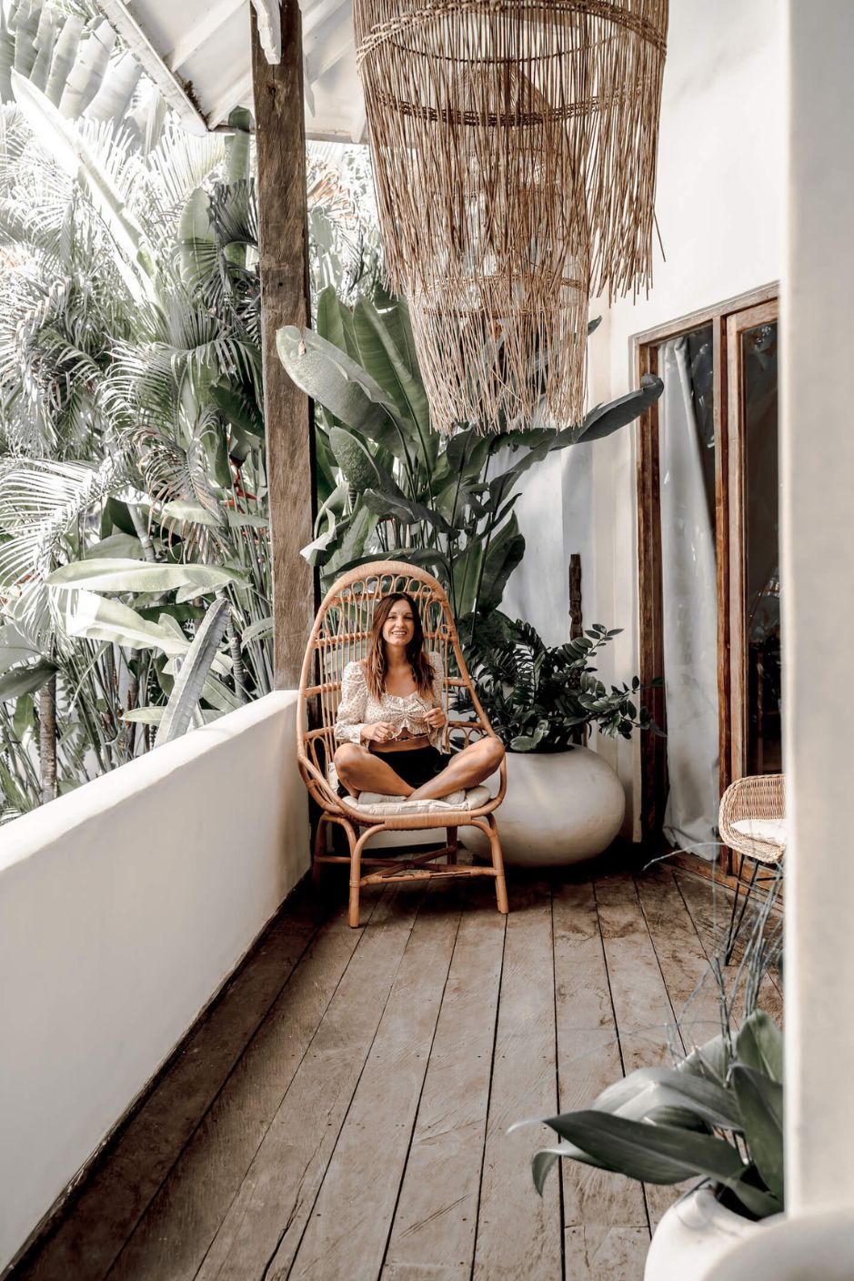 Handmade Milo Rattan Chair with wooden legs in natural colour, boho style seating for living room, bedroom, patio, or garden