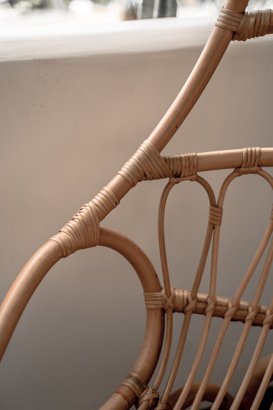 Handmade Milo Rattan Chair with wooden legs in natural colour, boho style seating for living room, bedroom, patio, or garden