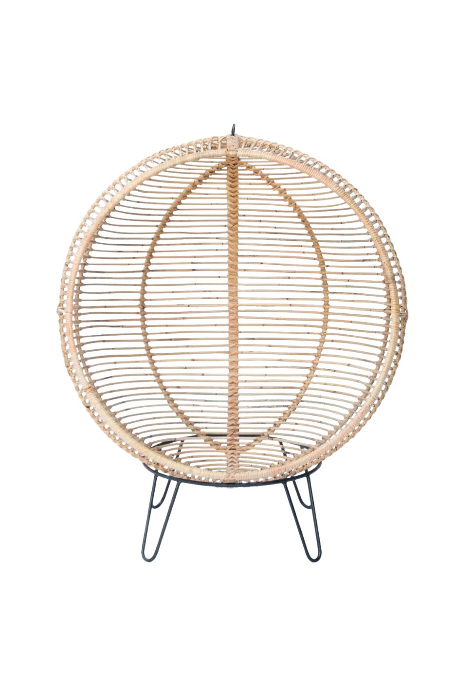 Hanging and standing rattan ball swing chair for adults and kids, available in single adult and junior sizes, handmade natural rattan, includes metal stand and rope, perfect for patio, garden, deck, or poolside, stylish boho, modern, and classic interior accessory.