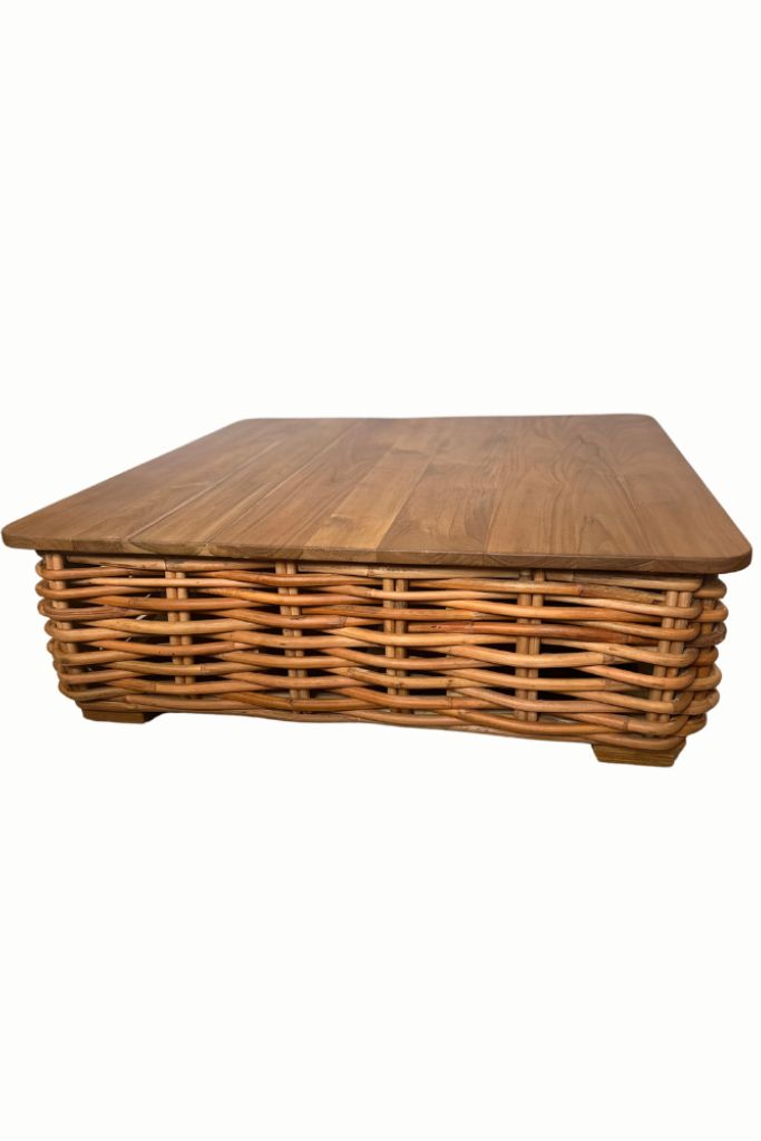 Ingka Tio Two in One cognac rattan pouffe, ottoman, and table with thick handmade weave, versatile modular sofa design for living rooms, lounges, and cozy spaces