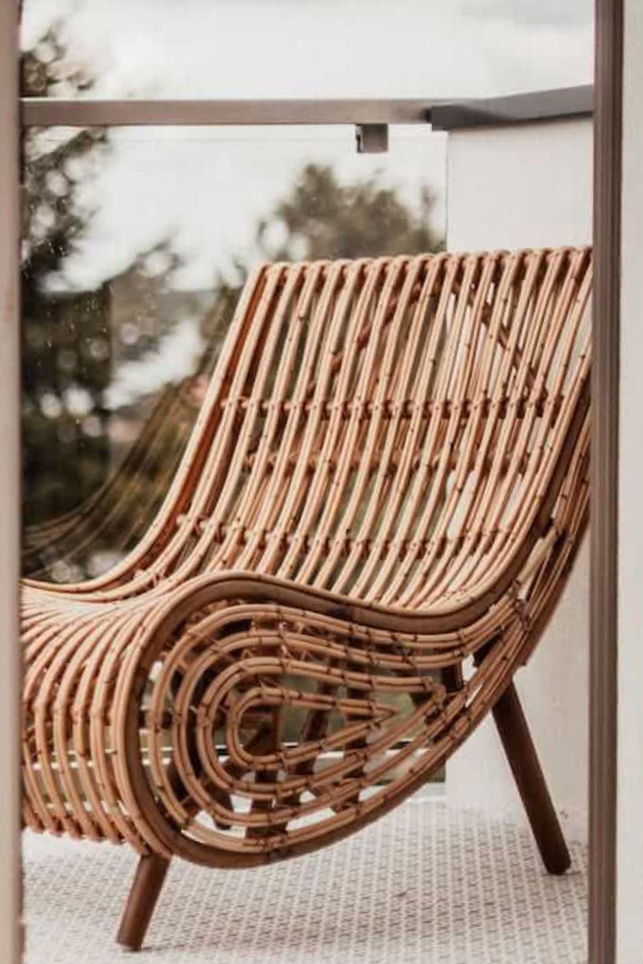 Kaba Rattan Chair handmade eco-friendly natural rattan with wooden legs in light honey color, perfect for living room, bedroom, patio, or study