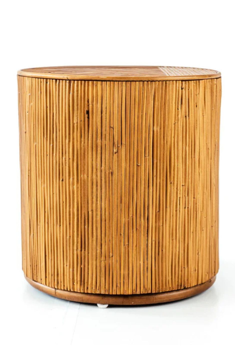 Handcrafted Tegal Round Natural Rattan Coffee Table - Durable, Lightweight Side Table and Accent Piece for Living Room, Coastal and Boho Handmade Furniture