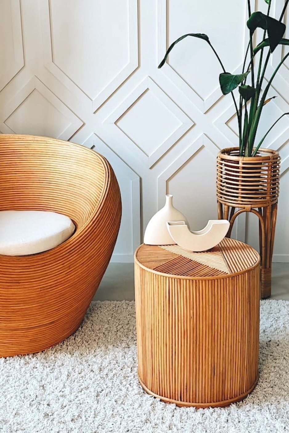 Handcrafted Tegal Round Natural Rattan Coffee Table - Durable, Lightweight Side Table and Accent Piece for Living Room, Coastal and Boho Handmade Furniture