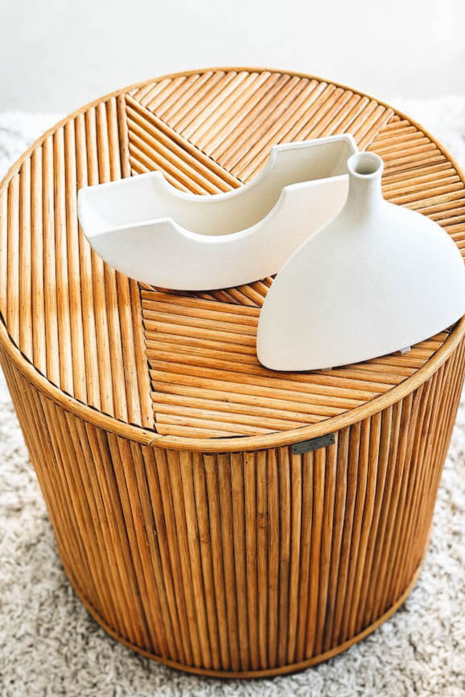 Handcrafted Tegal Round Natural Rattan Coffee Table - Durable, Lightweight Side Table and Accent Piece for Living Room, Coastal and Boho Handmade Furniture