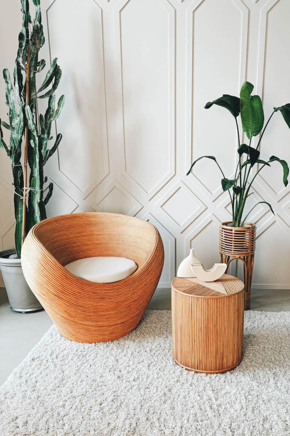Handcrafted Tegal Round Natural Rattan Coffee Table - Durable, Lightweight Side Table and Accent Piece for Living Room, Coastal and Boho Handmade Furniture