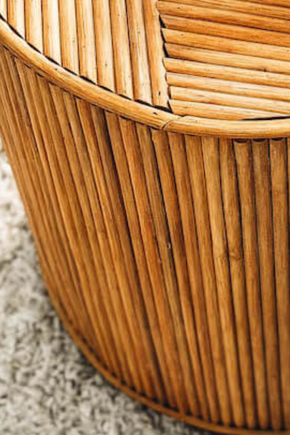 Handcrafted Tegal Round Natural Rattan Coffee Table - Durable, Lightweight Side Table and Accent Piece for Living Room, Coastal and Boho Handmade Furniture
