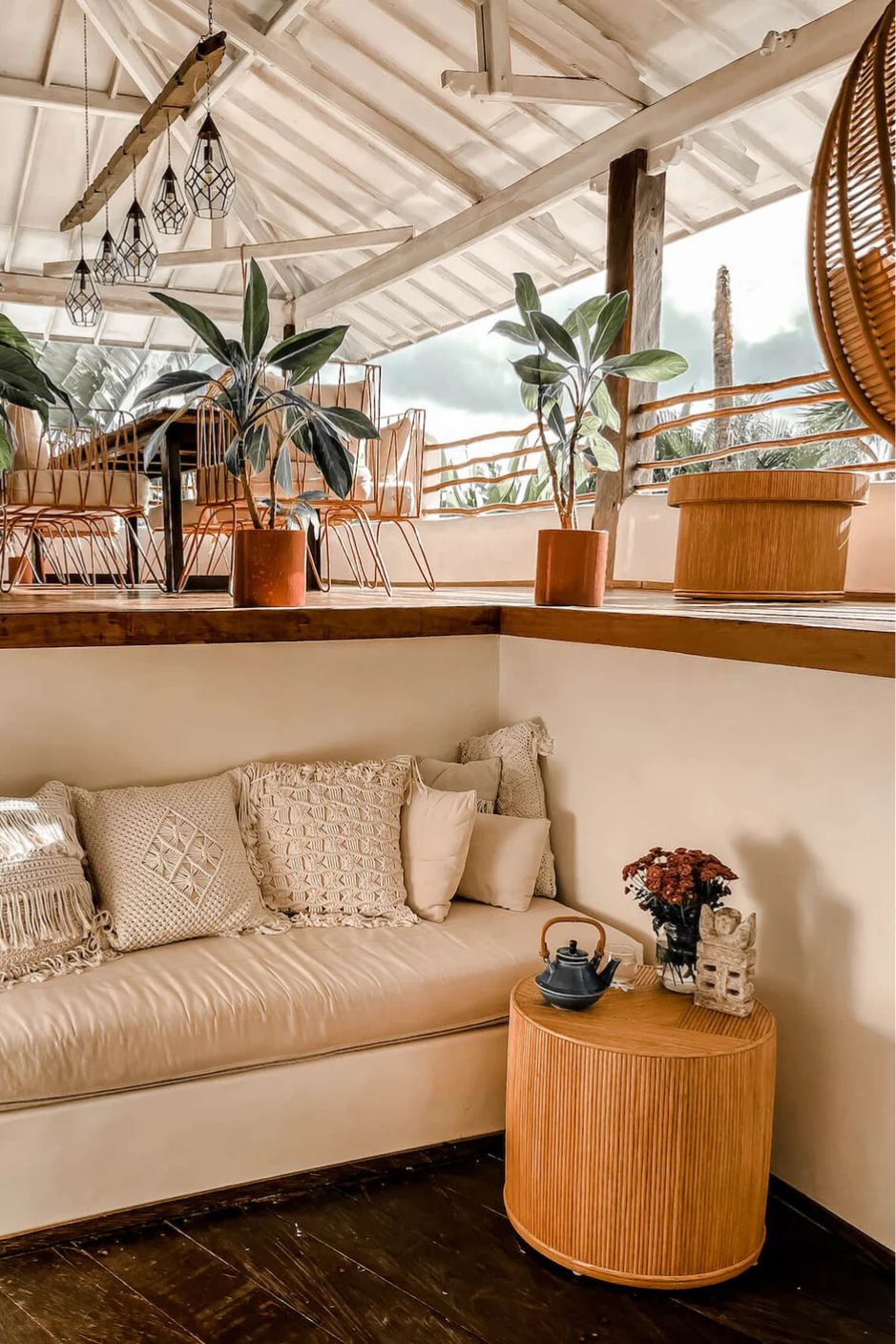 Handcrafted Tegal Round Natural Rattan Coffee Table - Durable, Lightweight Side Table and Accent Piece for Living Room, Coastal and Boho Handmade Furniture