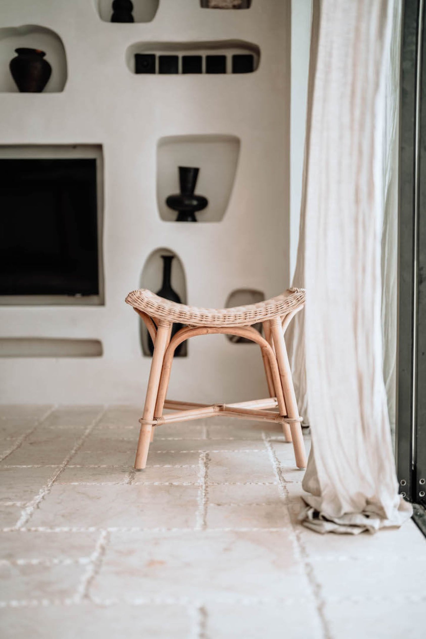Oriana handmade rattan stool, durable and stylish natural furniture for modern interiors