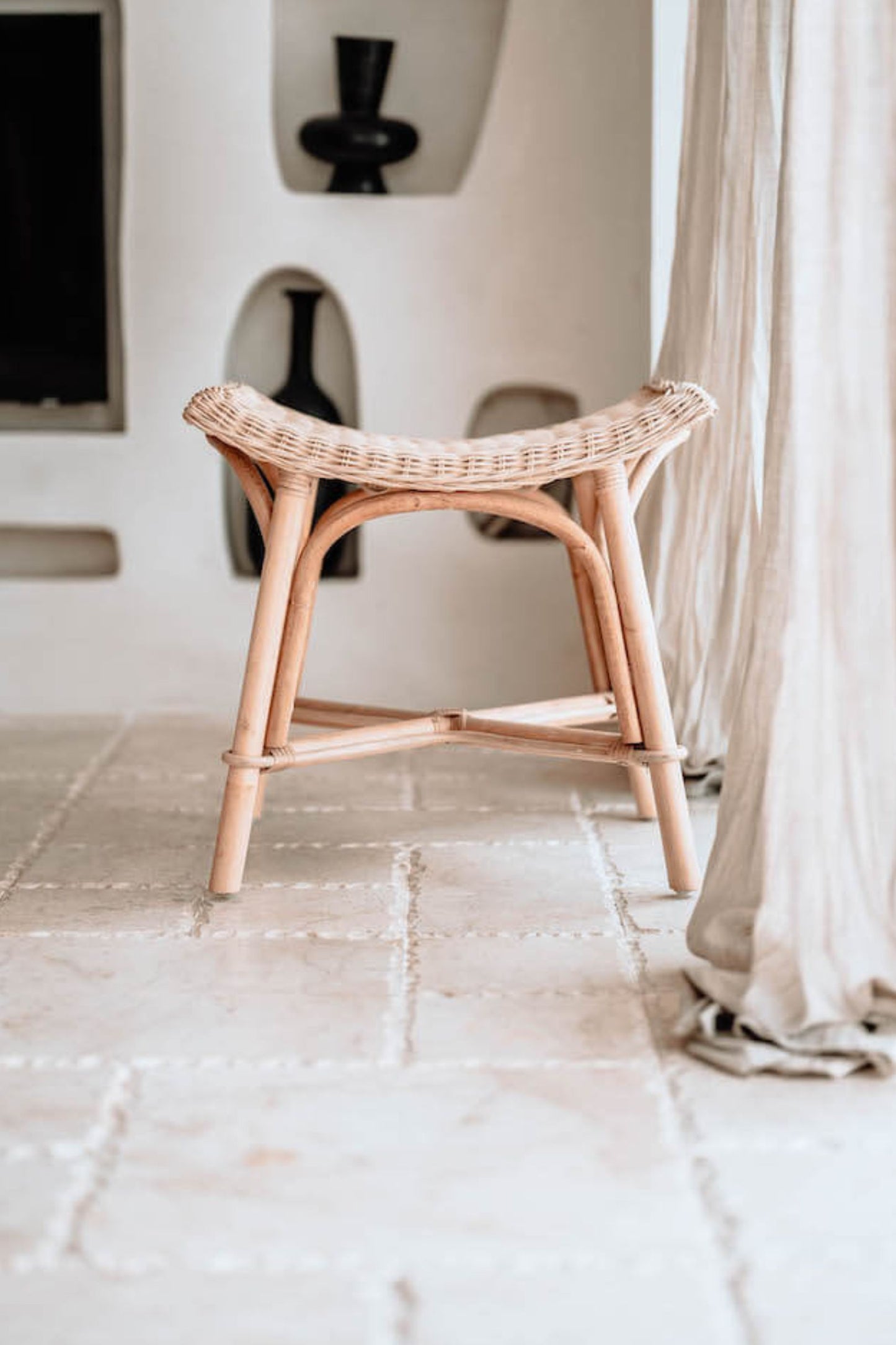 Oriana handmade rattan stool, durable and stylish natural furniture for modern interiors