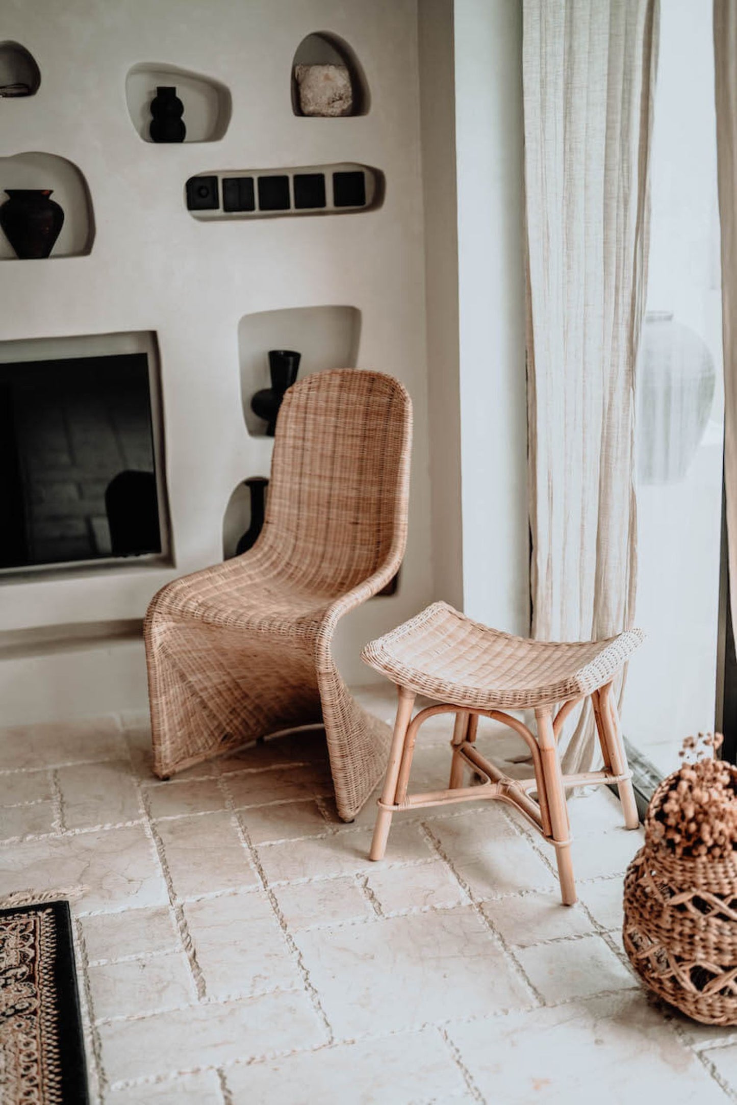 Oriana handmade rattan stool, durable and stylish natural furniture for modern interiors