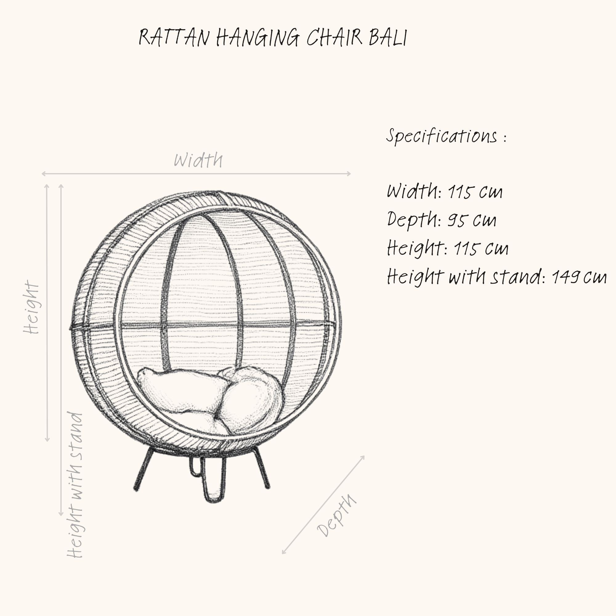 RATTAN HANGING CHAIR BALL SINGLE sketch