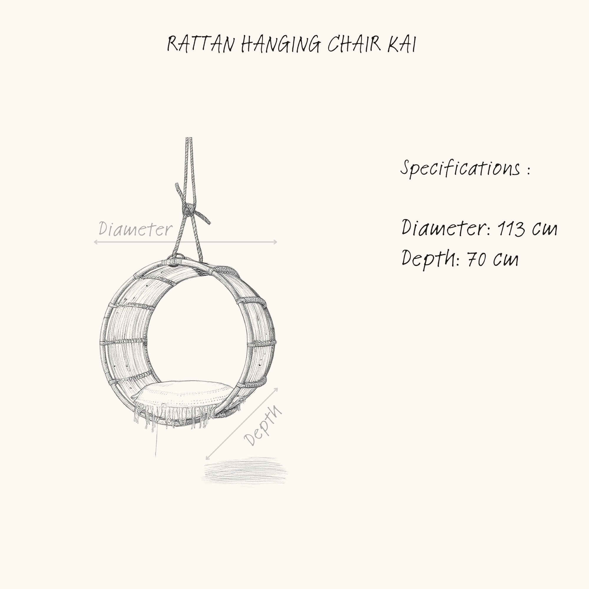 RATTAN HANGING CHAIR KAI SINGLE sketch