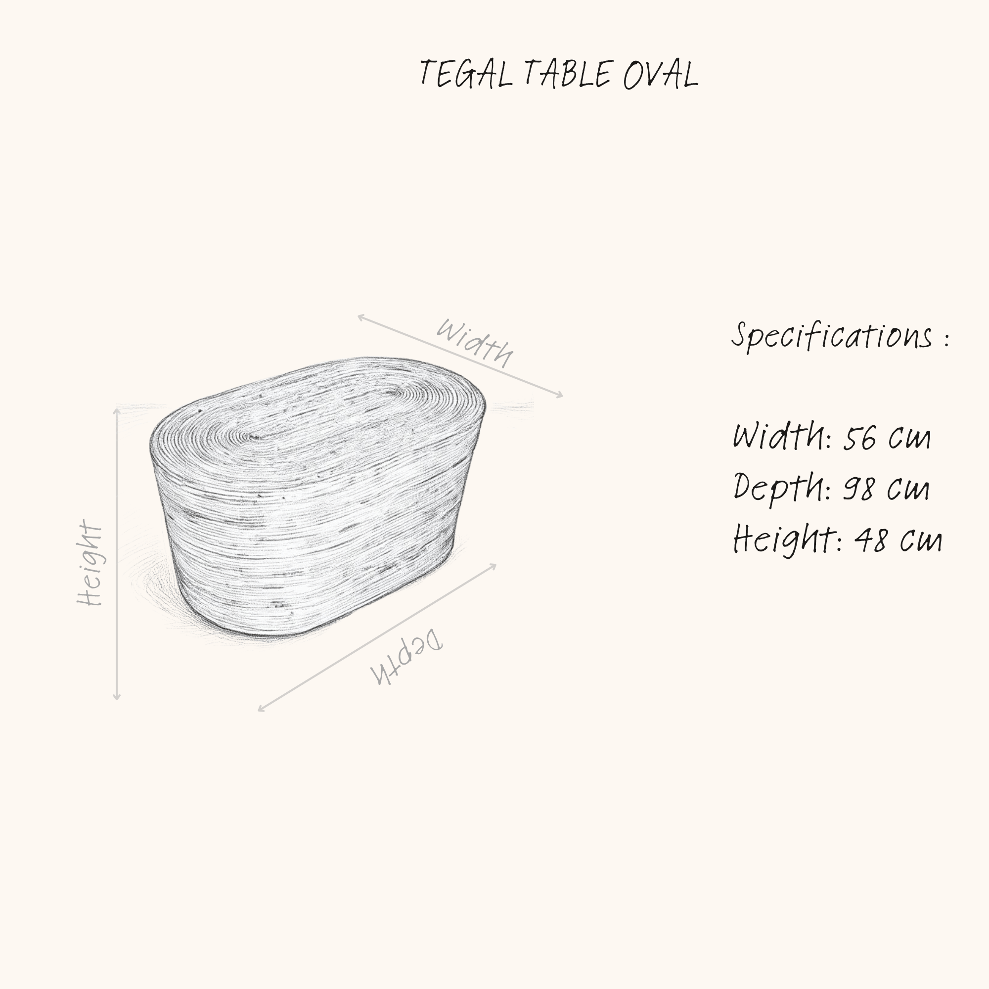 TEGAL TABLE OVAL NATURAL sketch