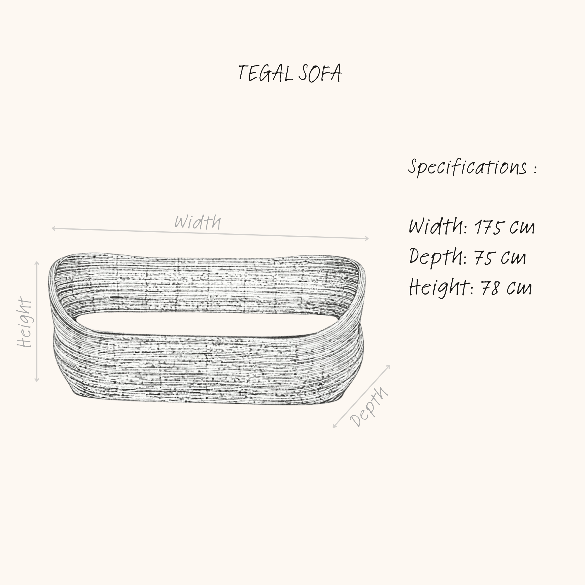 TEGAL SOFA NATURAL sketch