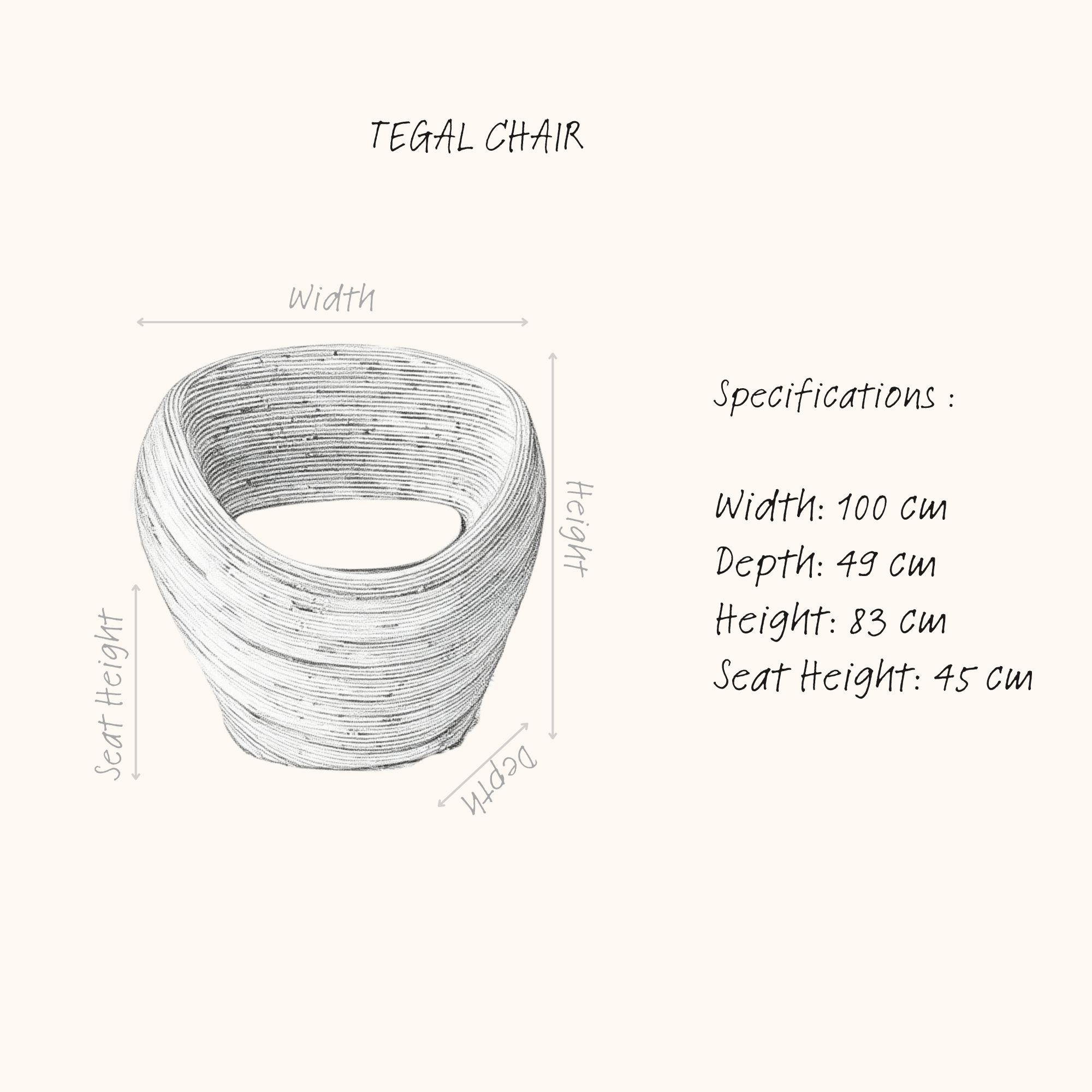 TEGAL ARMCHAIR BROWN sketch