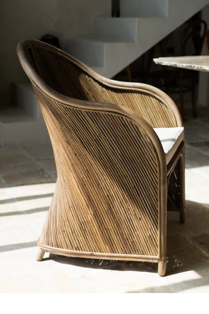 Handcrafted brown rattan Doris chair from Tegal collection, perfect for modern patio or living space