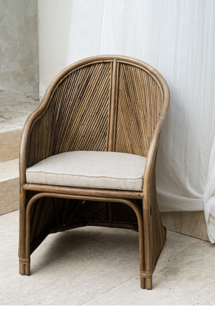 Handcrafted brown rattan Doris chair from Tegal collection, perfect for modern patio or living space