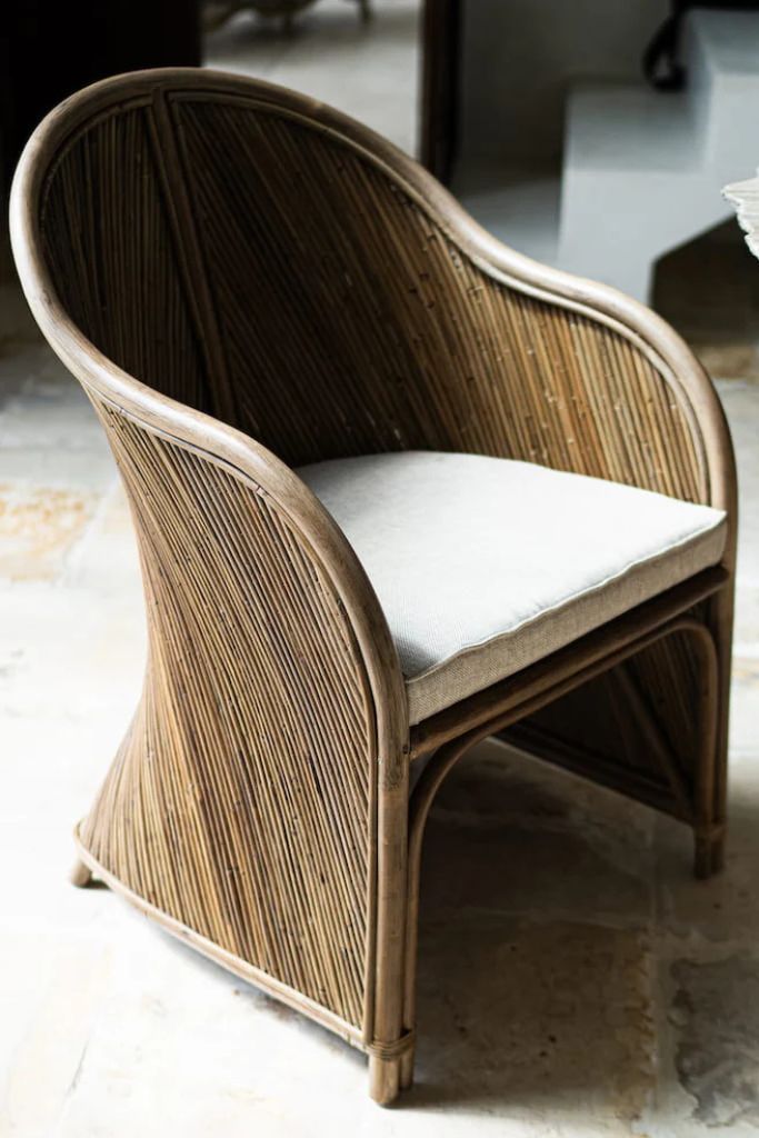 Handcrafted brown rattan Doris chair from Tegal collection, perfect for modern patio or living space