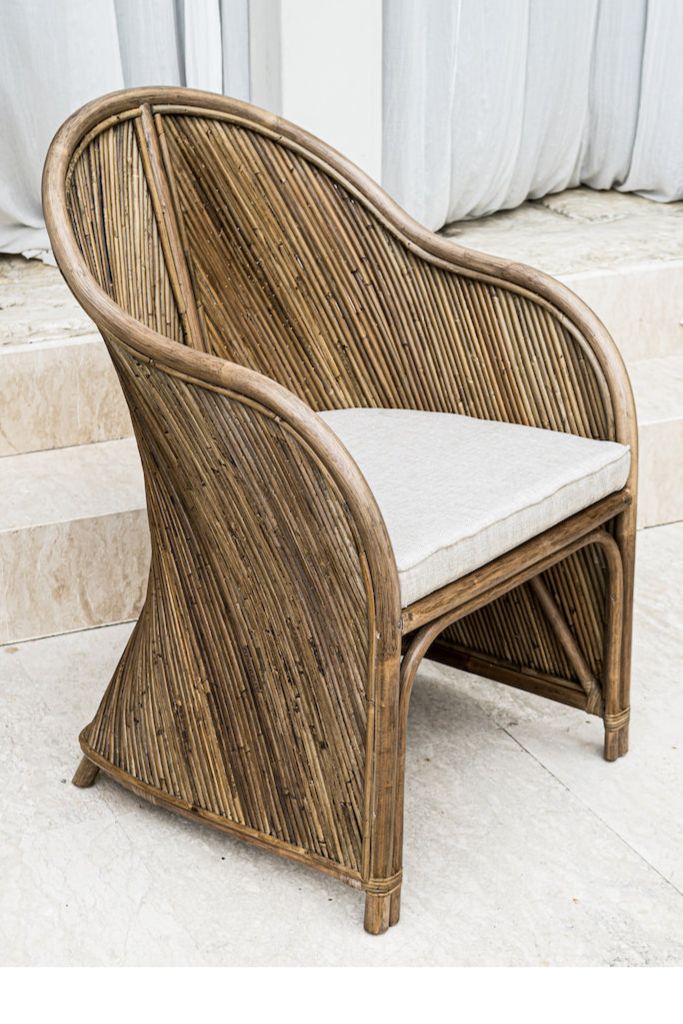 Handcrafted brown rattan Doris chair from Tegal collection, perfect for modern patio or living space