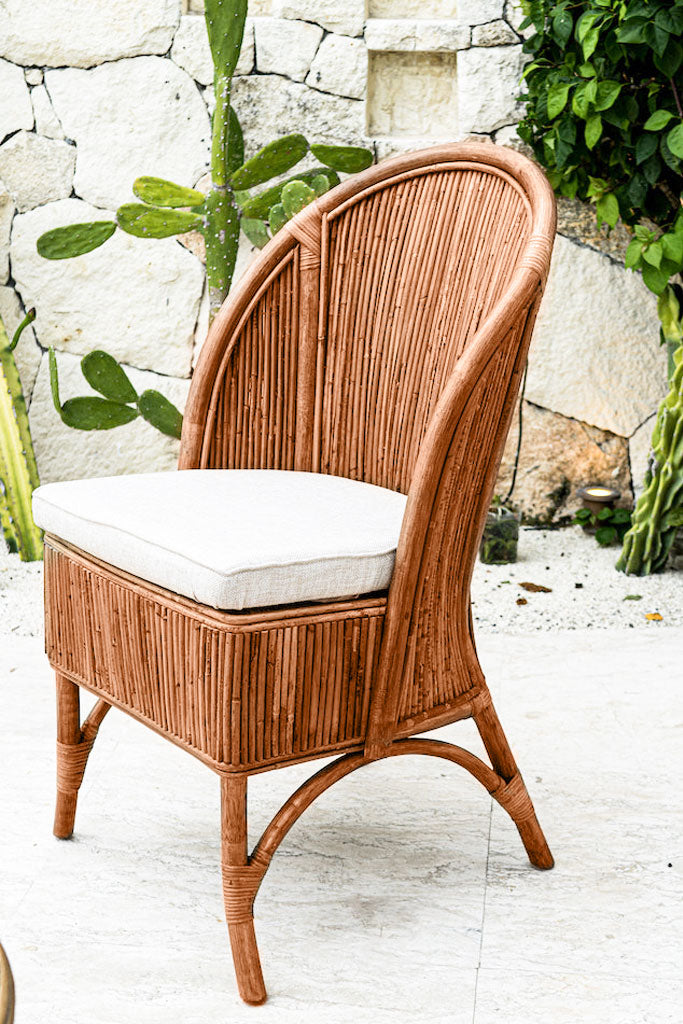 Handmade cognac rattan chair – sustainable Levi chair for indoor and outdoor use