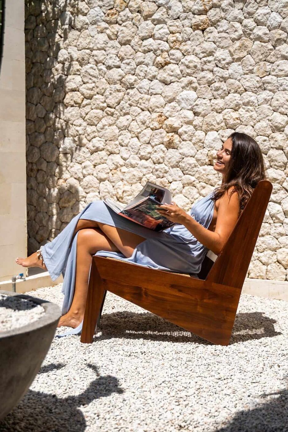 Elisha teak wood chair with handcrafted rattan seat and back, stylish and durable for indoor or outdoor use, perfect for dining rooms, patios, and living spaces.