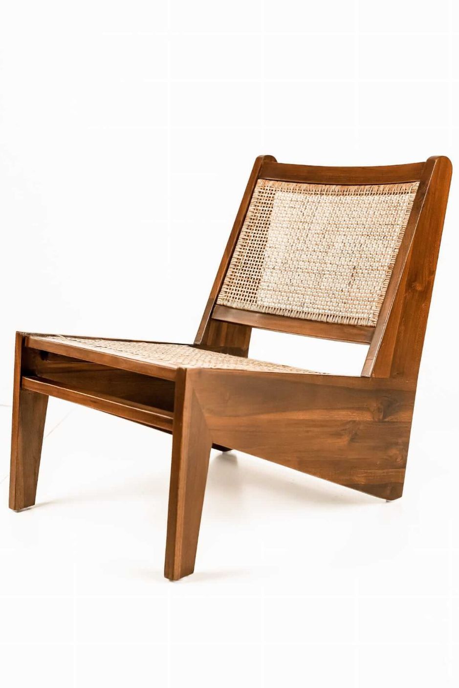 Elisha teak wood chair with handcrafted rattan seat and back, stylish and durable for indoor or outdoor use, perfect for dining rooms, patios, and living spaces.