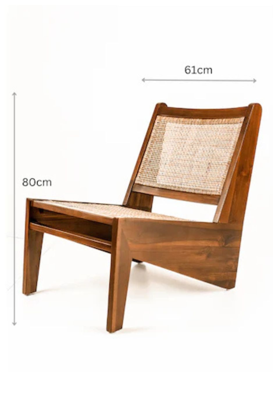 Elisha teak wood chair with handcrafted rattan seat and back, stylish and durable for indoor or outdoor use, perfect for dining rooms, patios, and living spaces.