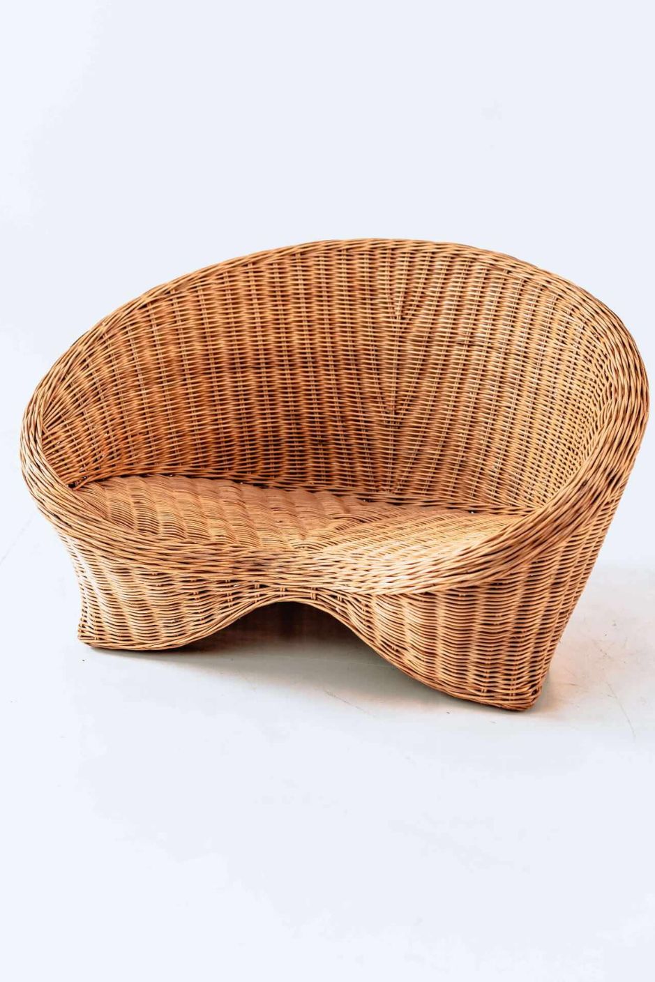 Indiana Yoga Chair handcrafted from sustainable rattan wood in natural and grey tones, ergonomic backrest and curved armrests for yoga, meditation, or relaxation, lightweight and eco-friendly indoor and outdoor seating