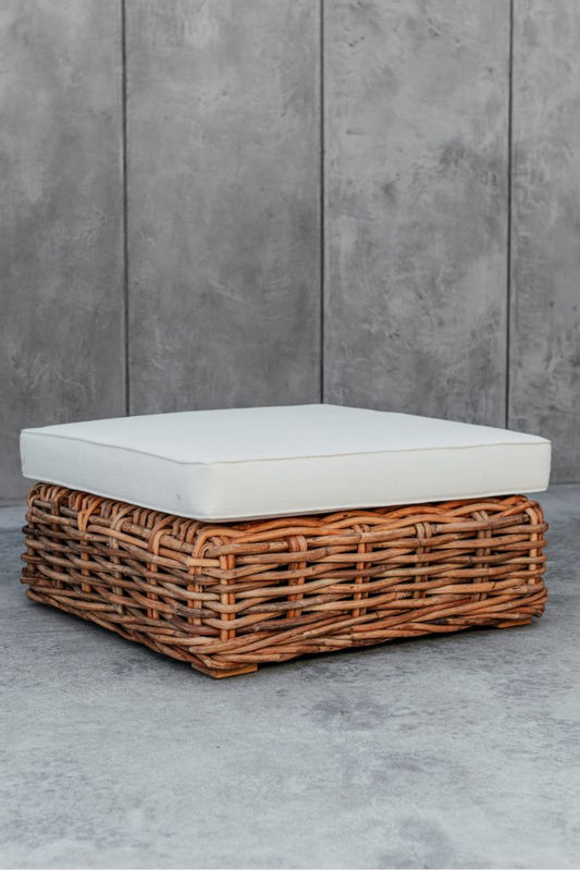 Ingka Tio Two in One natural rattan pouffe, ottoman, and table with thick handmade weave, versatile modular sofa design for living rooms, lounges, and cozy spaces