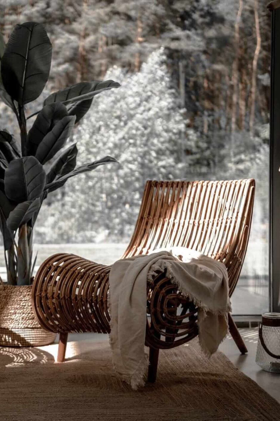 Kaba Rattan Chair handmade eco-friendly natural rattan with wooden legs in light honey color, perfect for living room, bedroom, patio, or study