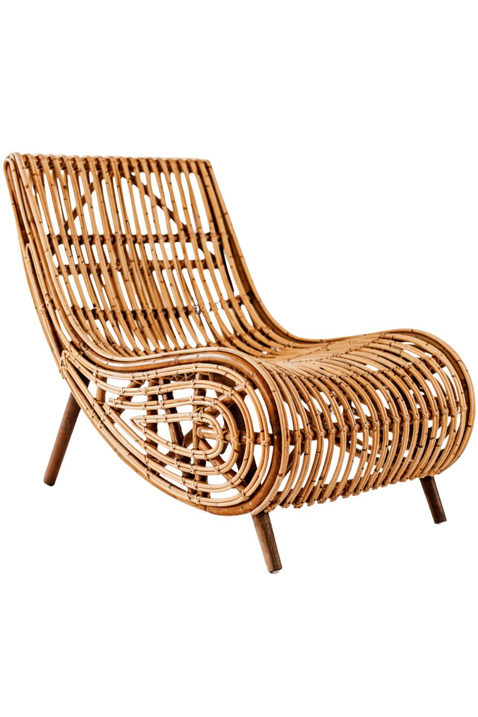 Kaba Rattan Chair handmade eco-friendly natural rattan with wooden legs in light honey color, perfect for living room, bedroom, patio, or study