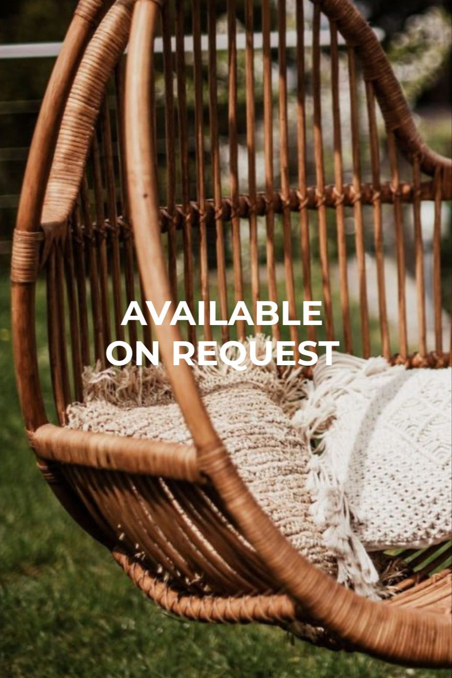 Koboo double handmade durable cognac rattan hanging chair for indoor living rooms, covered terraces, patios, balconies, and outdoor gardens