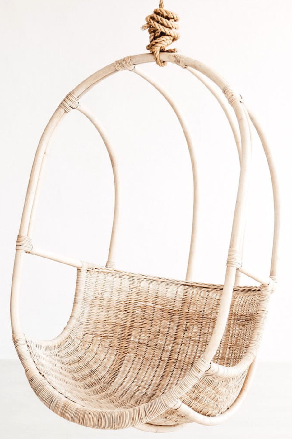 Koboo double handmade durable white rattan hanging chair for indoor living rooms, covered terraces, patios, balconies, and outdoor gardens