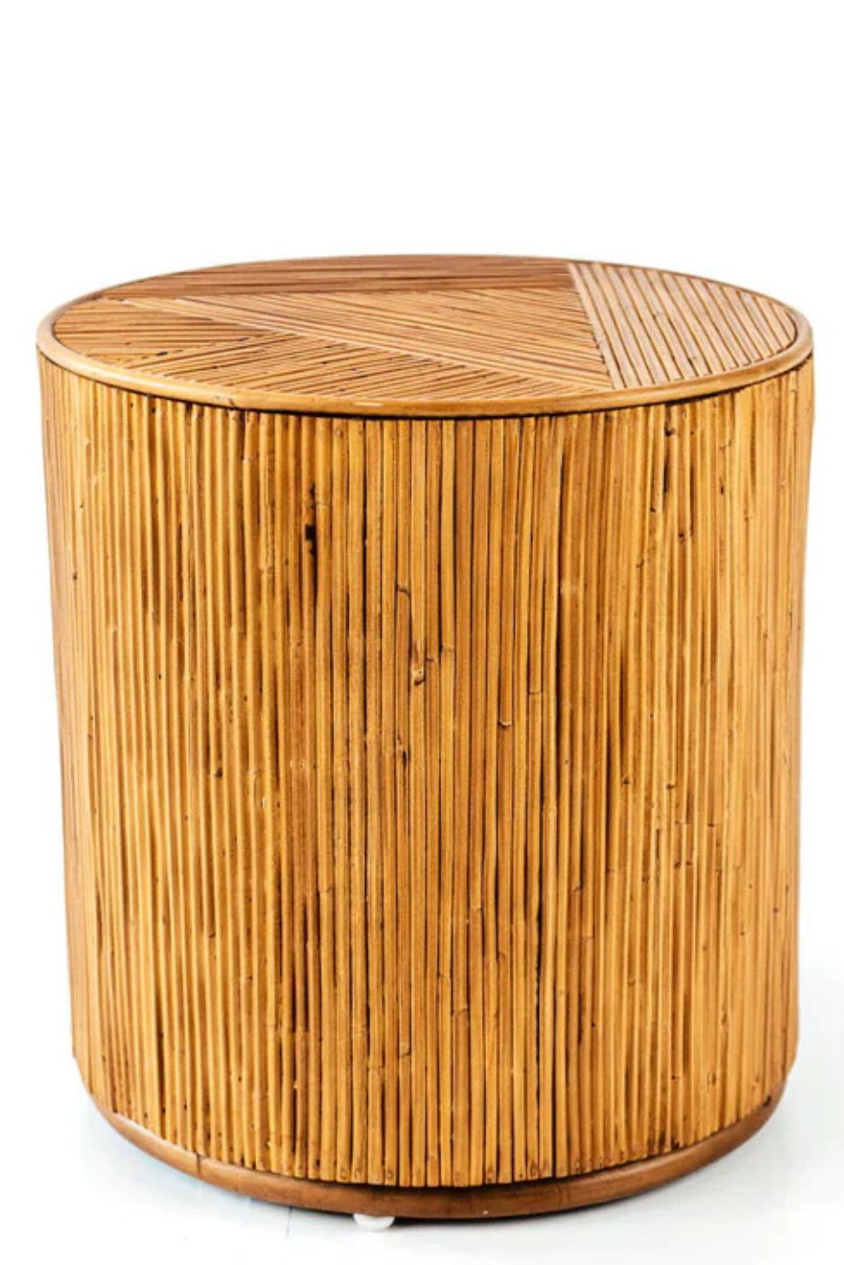 Handcrafted Tegal Round Natural Rattan Coffee Table - Durable, Lightweight Side Table and Accent Piece for Living Room, Coastal and Boho Handmade Furniture