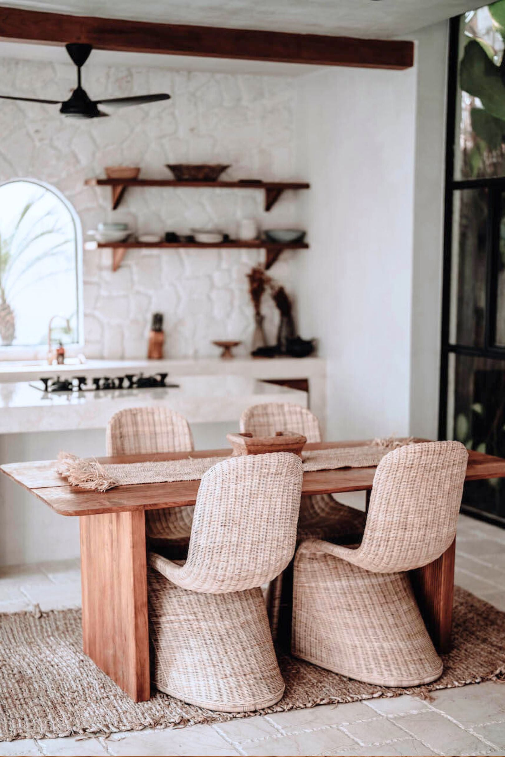 Oriana Collection handmade rattan chair with modern curved design, unique craftsmanship