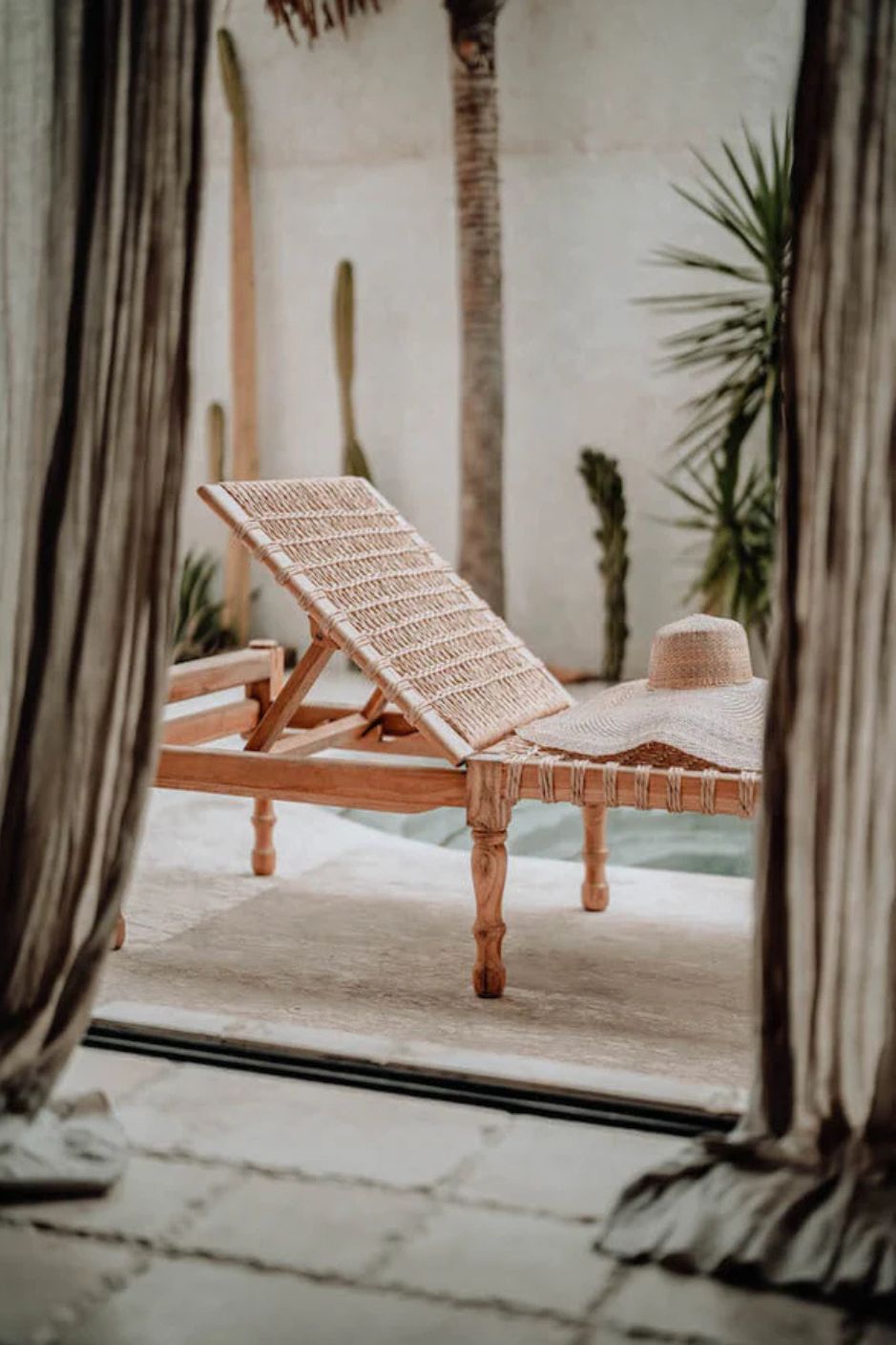 Pamela Teak Wood Sun Lounger for Garden, Terrace, or Spa – Adjustable Backrest, Comfortable Outdoor Relaxation Chair