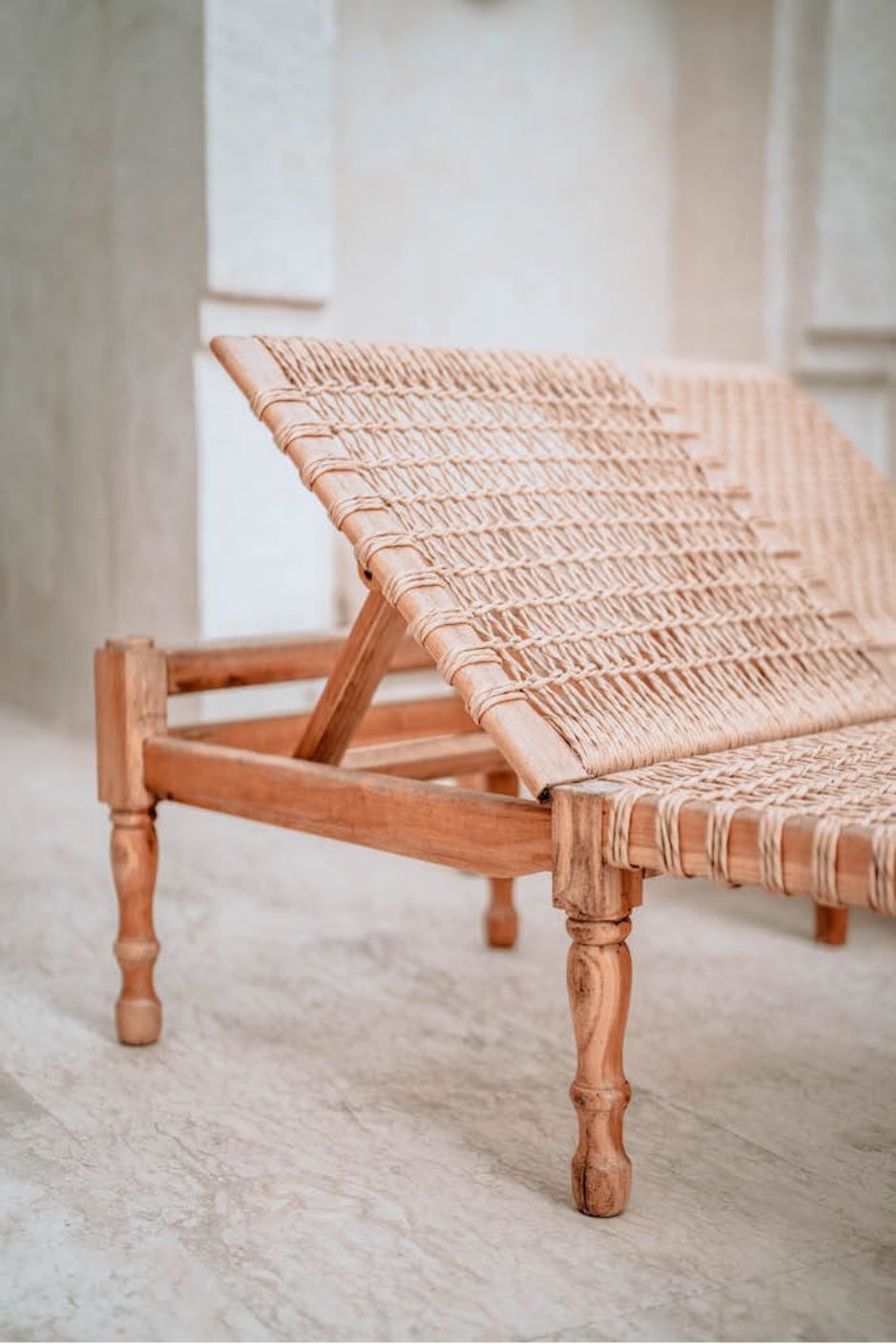 Pamela Teak Wood Sun Lounger for Garden, Terrace, or Spa – Adjustable Backrest, Comfortable Outdoor Relaxation Chair