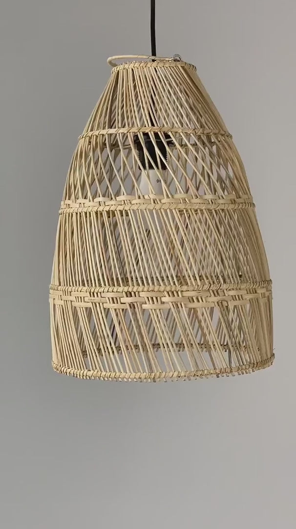Rollo rattan lamp collection - 3 sizes, handmade natural lights in light brown, hanging or standing