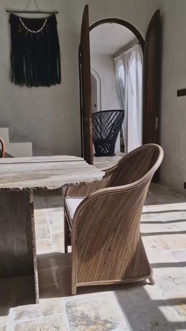 Handcrafted brown rattan Doris chair from Tegal collection, perfect for modern patio or living space