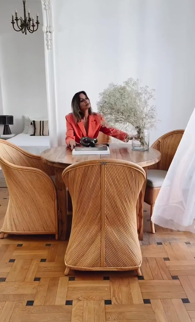 Handcrafted brown rattan Doris chair from Tegal collection, perfect for modern patio or living space