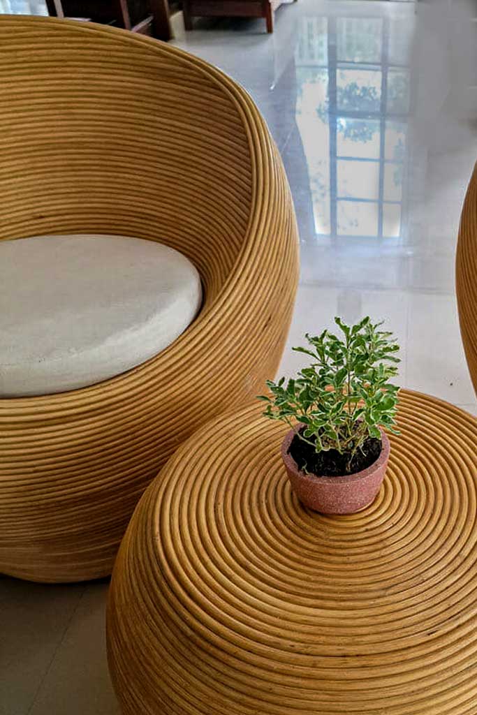Handmade rattan armchair natural with boho style, perfect for cozy living spaces