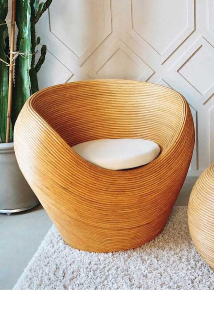 Handmade rattan armchair natural with boho style, perfect for cozy living spaces