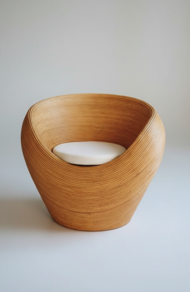 Handmade rattan armchair natural with boho style, perfect for cozy living spaces