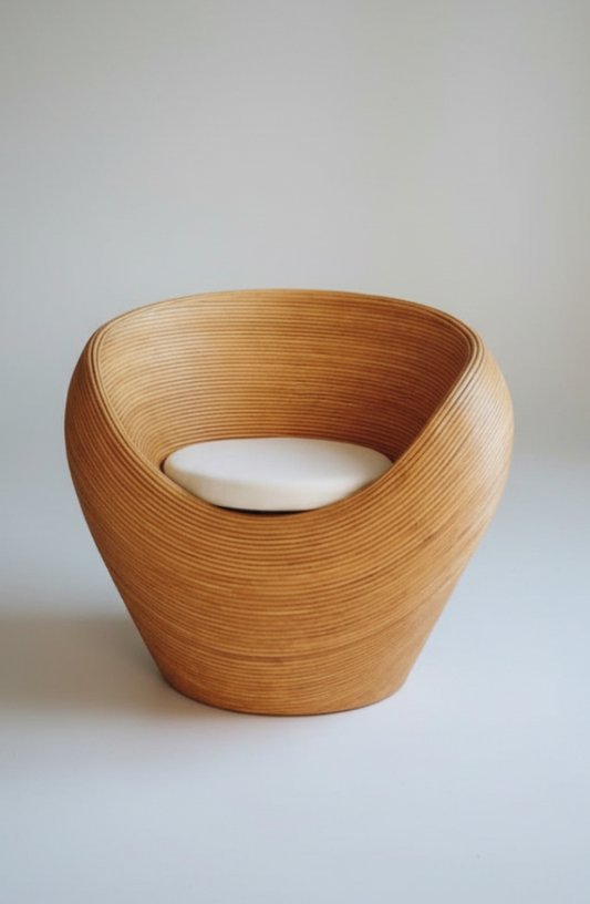 Handmade rattan armchair natural with boho style, perfect for cozy living spaces