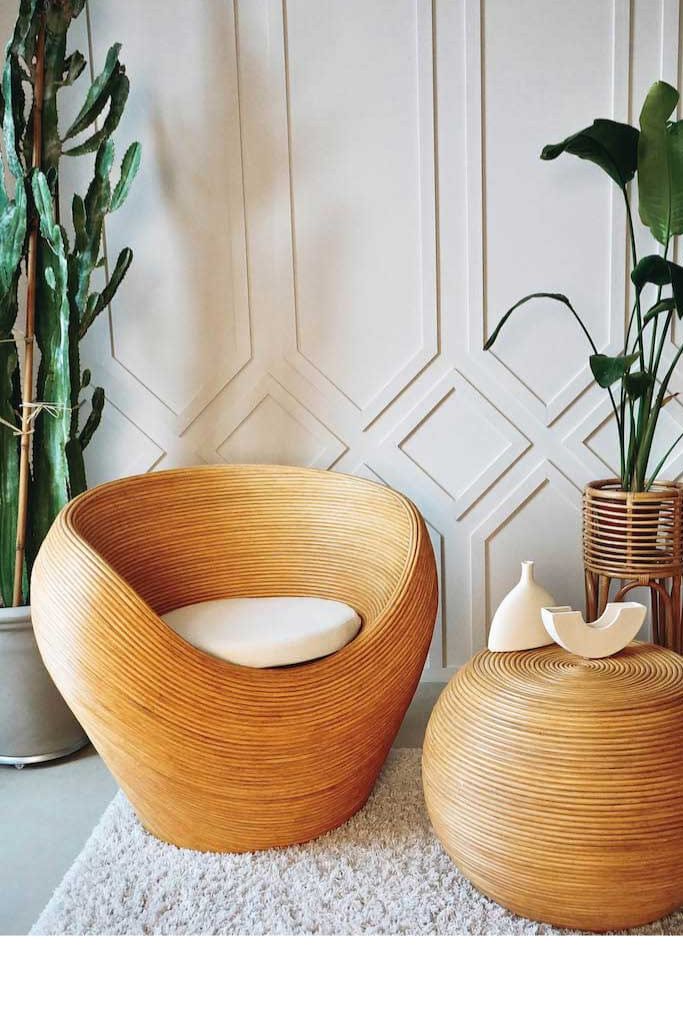 Handmade rattan armchair natural with boho style, perfect for cozy living spaces